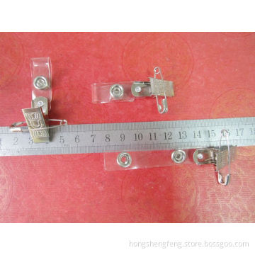 Badge Clips, Metal Clips with PVC Strap, ID Card Holder Clips, Badge Clips with Safety Pin